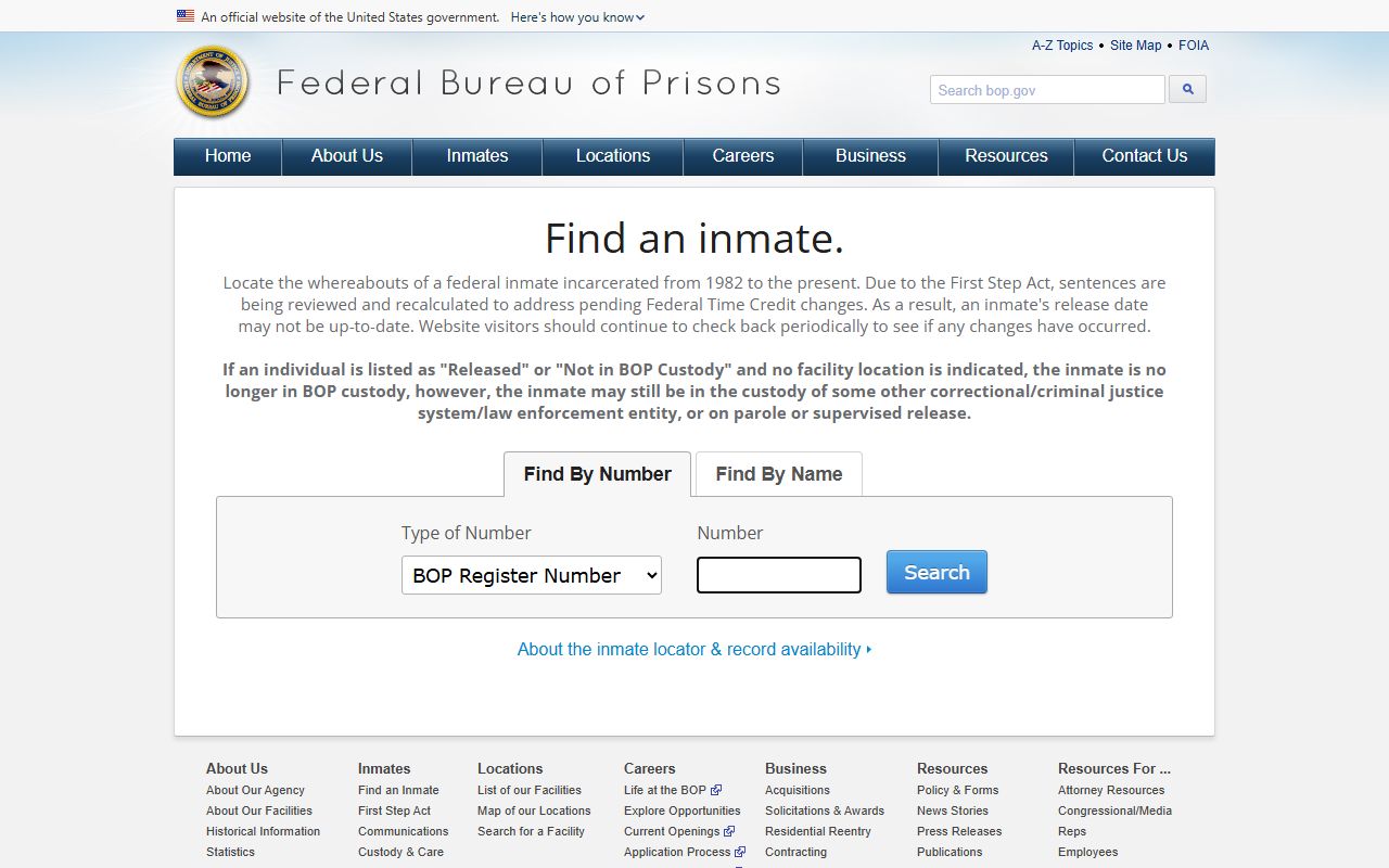 Texas federal inmate population BOP locator