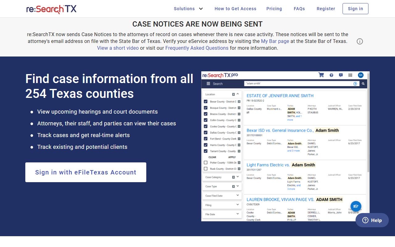 Texas court records reSearchTX statewide portal after jail arrest