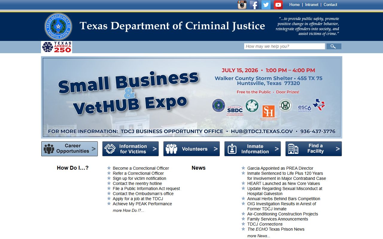 Texas inmate population TDCJ statewide agency home