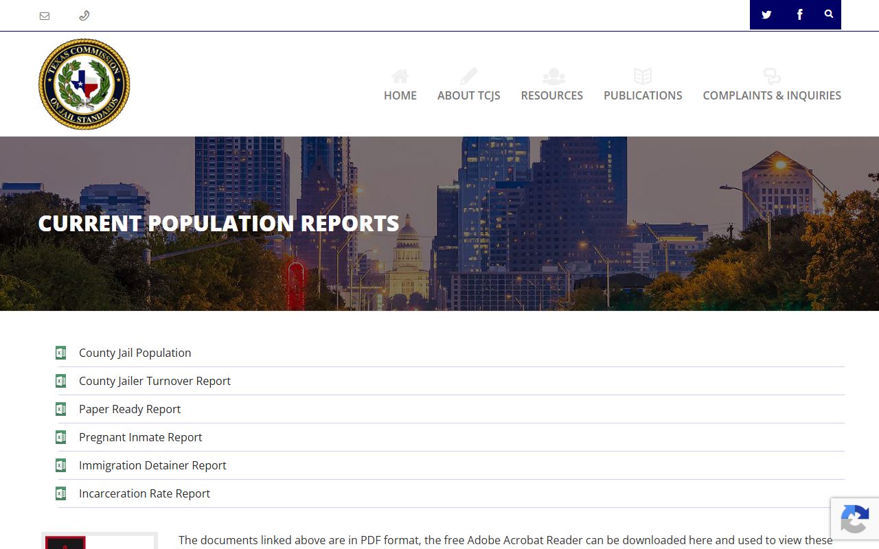 Texas inmate population TCJS county jail population reports