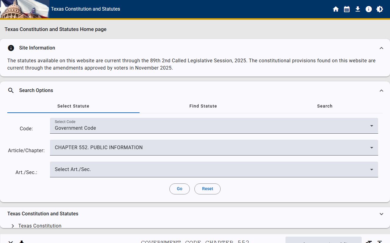 Texas Public Information Act source for inmate records